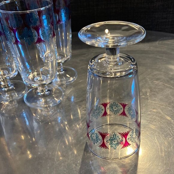 Set/4 Vintage Japanese Footed Juice Glasses by Aderia, Mid-Century Modern, Retro - Picture 6 of 7